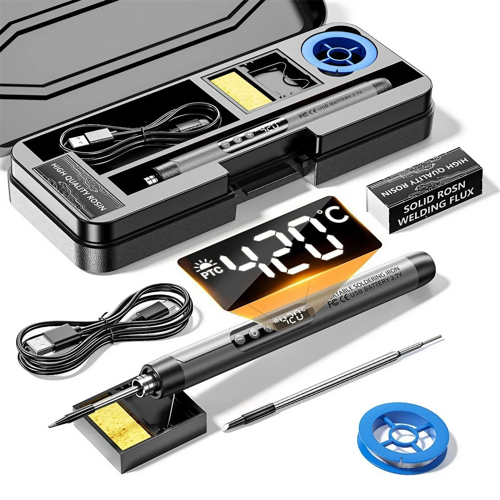 USB 충전식 미니 납땜 인두 액세서리가 포함된 조절  - Diy Electronics 리뷰 및 가격