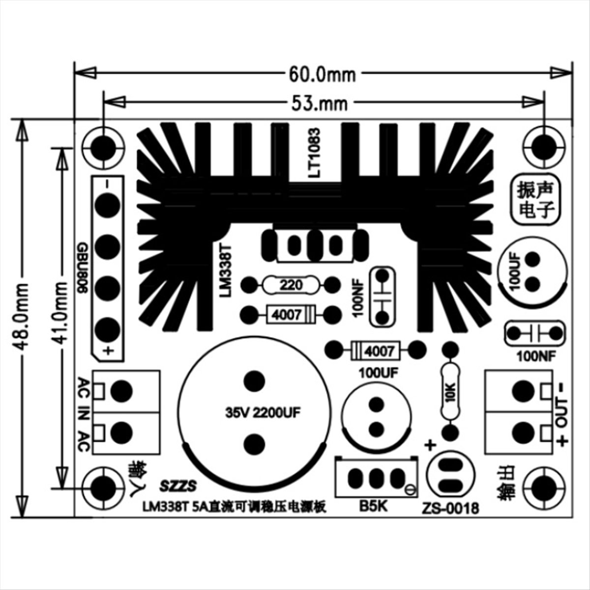 TCE 조정 가능한 선형 조정 전원 공급 장치 보드 L - Diy Electronics Filament 리뷰 및 가격