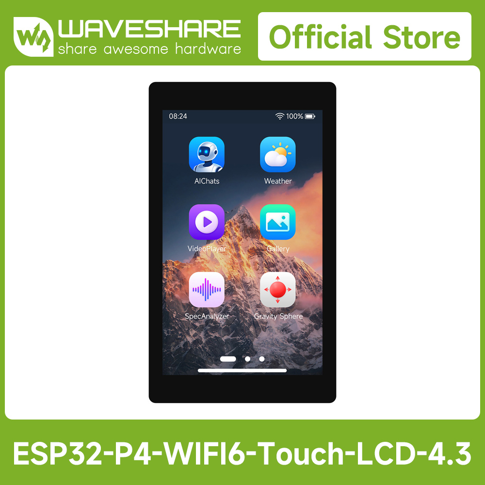 Diy Electronics Kits - Waveshare ESP32-P4-WIFI6 4.3인치 개발 보드, 480