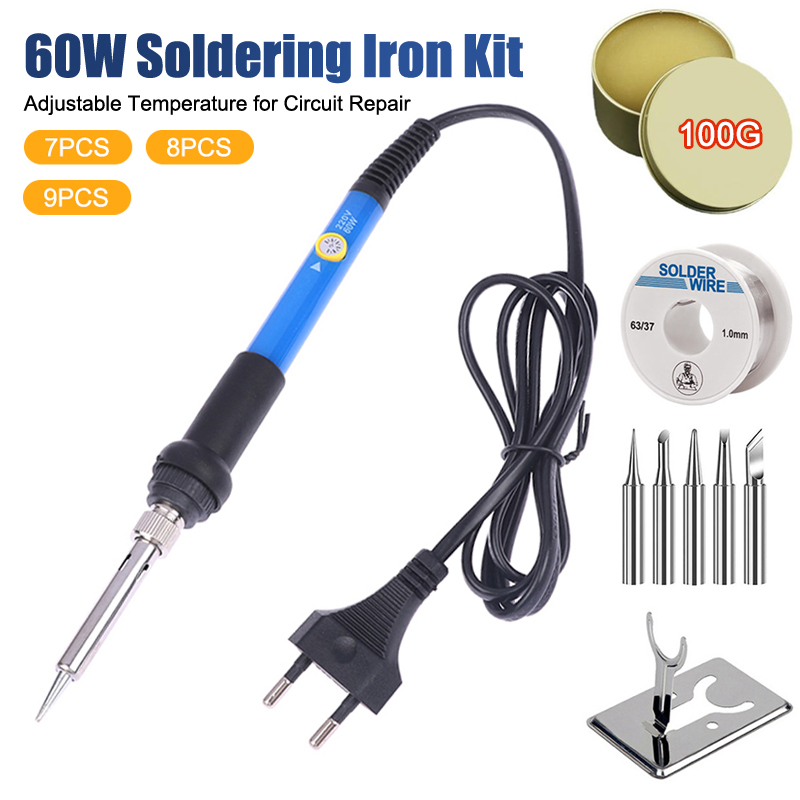 조절 가능한 온도 220V 60W 전기 납땜 인두 키트 - Diy Electronics Hobby 리뷰 및 가격