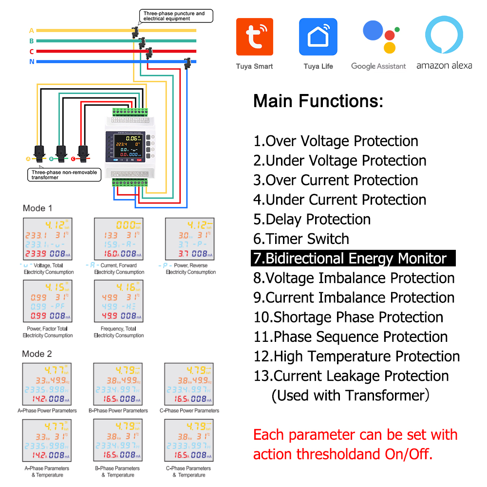 투야 와이파이 스마트 에너지 미터 양방향 3개 CT 클 - Diy Electronics Store 리뷰 및 가격