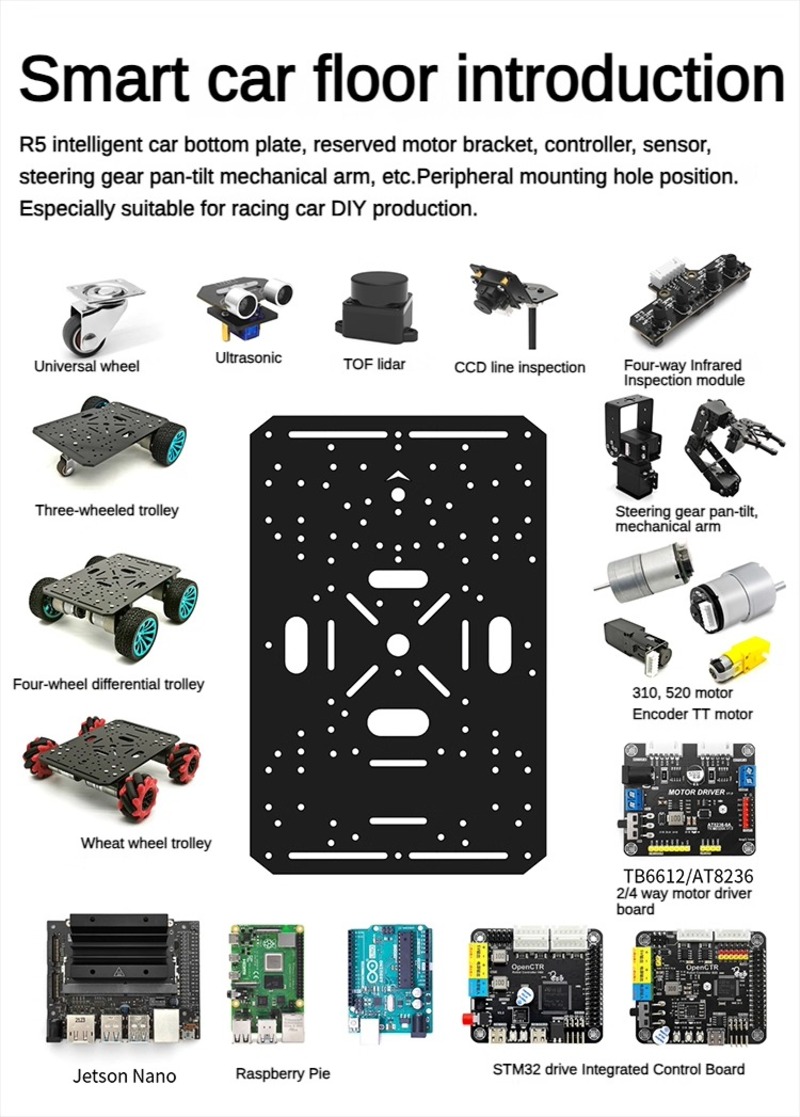 4륜 구동 로봇 자동차 섀시, TT 모터 520 또는  - Diy Robot Electronics Kit 리뷰 및 가격